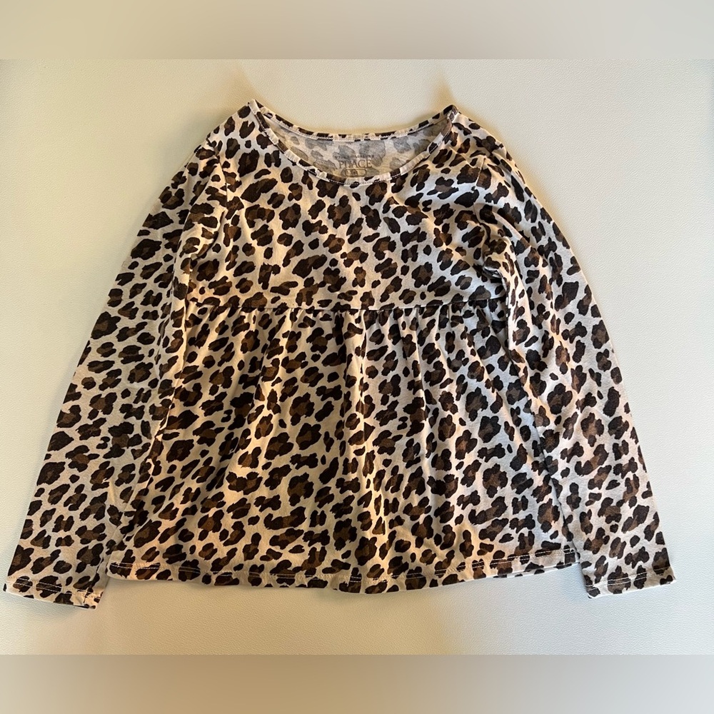 Girls Leopard Print Long Sleeve Top 4T - Picture 1 of 3